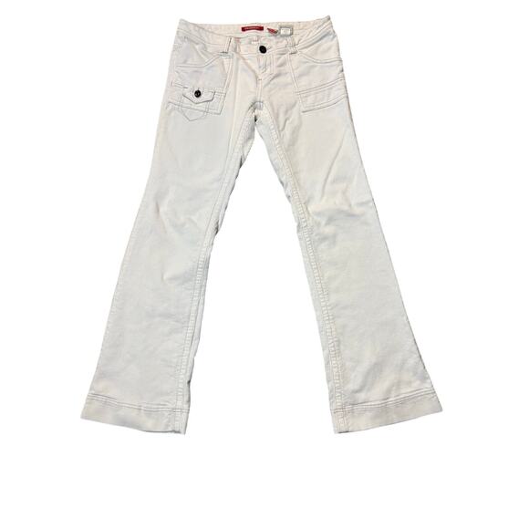 UNIONBAY Pants - Vintage Y2K Unionbay White Corduroy Low Rise Flare Jeans Stretch 5 Patch Pockets